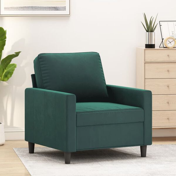vidaXL Sofa Chair Dark Green 60 cm Velvet