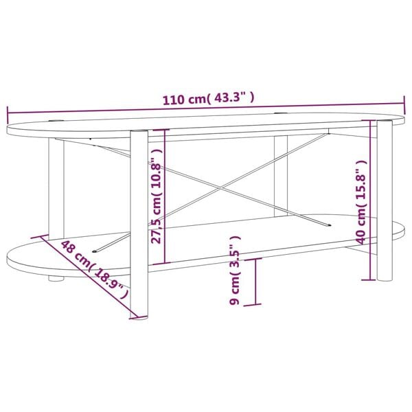 vidaXL Coffee Table 110x48x40 cm Engineered Wood
