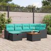 vidaXL Garden Sofa Set with Cushion 7 pcs Black Poly rattan
