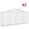 vidaXL Arched Gabion Baskets 2 pcs 200x30x80/100 cm Galvanised Iron
