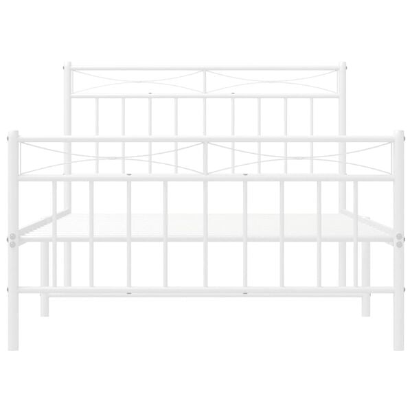 vidaXL Metal Bed Frame without Mattress with Footboard White 100x200cm