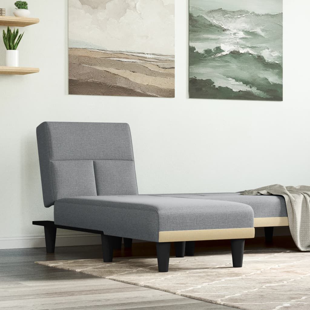 vidaXL Chaise Longue Light Grey Fabric