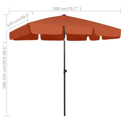 vidaXL Beach Parasol Terracotta 200x125 cm