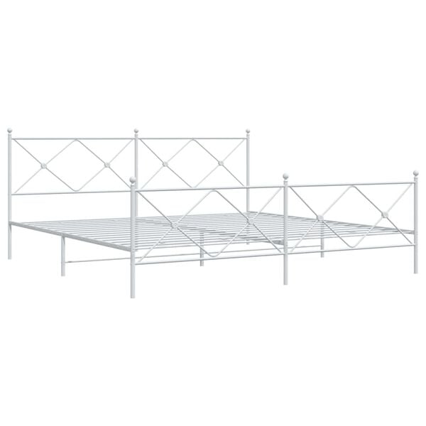 vidaXL Metal Bed Frame without Mattress with Footboard White 193x203cm
