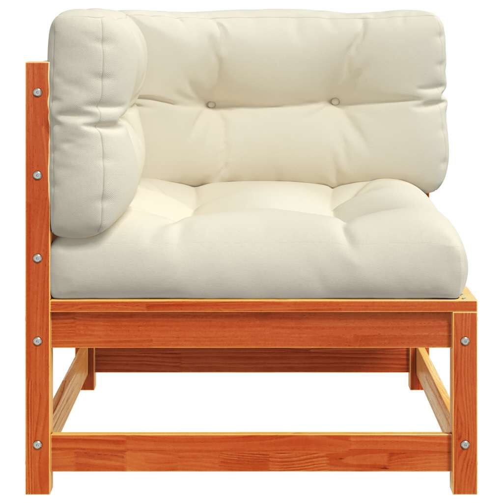 vidaXL Garden Sofas Corner with Cushions 2 pcs Wax Brown Solid Wood Pine
