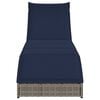 vidaXL Folding Sun Lounger with Cushion and Storage Grey Poly Rattan