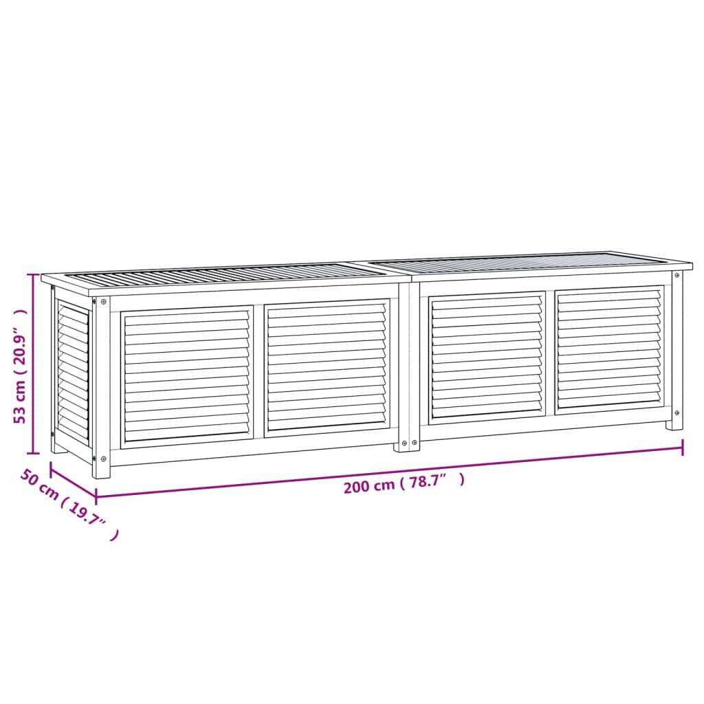 vidaXL Garden Storage Box with Bag 200x50x55 cm Solid Wood Teak