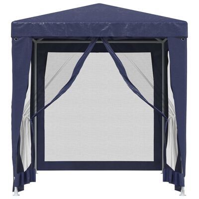 vidaXL Party Tent with 4 Mesh Sidewalls Blue 2x2 m HDPE