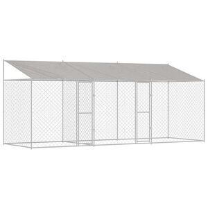 vidaXL Dog Cage Silver 600 x 200 x 256 cm Galvanised Steel