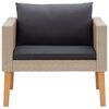 vidaXL Single Garden Sofa with Cushions Poly Rattan Beige