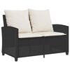 vidaXL Garden Sofa 2-Seater with Cushions&Table Black Poly Rattan