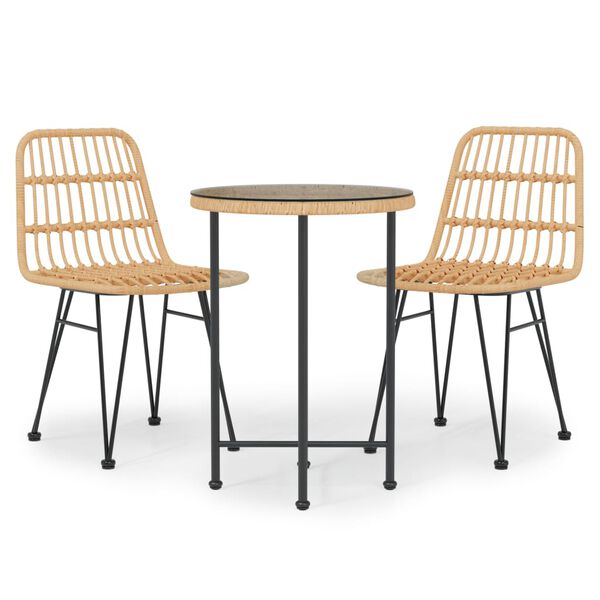 vidaXL 3 Piece Garden Dining Set Poly Rattan