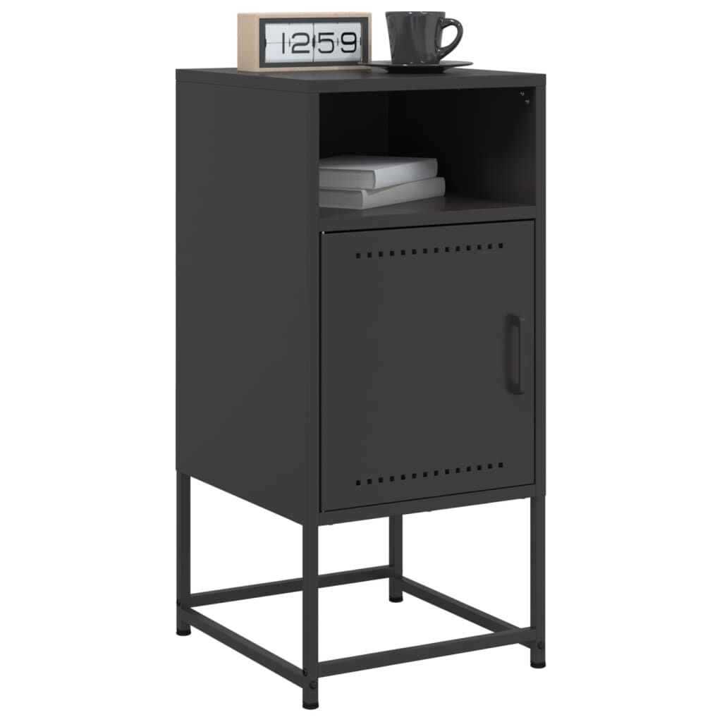 vidaXL Bedside Cabinet Black 36x39x78 cm Steel