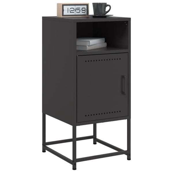 vidaXL Bedside Cabinet Black 36x39x78 cm Steel