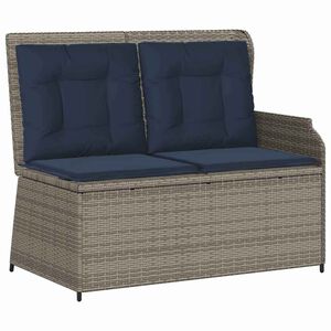 vidaXL Garden Bench with Cushion Grey Poly rattan