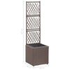 vidaXL Trellis Raised Bed with 1 Pot 30x30x107 cm Poly Rattan Brown