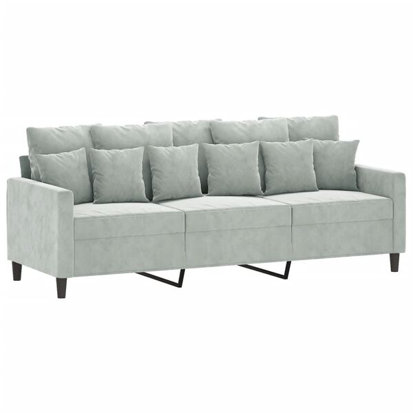 vidaXL 2 Piece Sofa Set with Cushions Light Grey Velvet