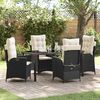 vidaXL Garden Dining Set with Cushion 5 pcs Black Poly Rattan