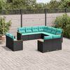 vidaXL 11 Piece Garden Sofa Set with Cushions Black Poly Rattan
