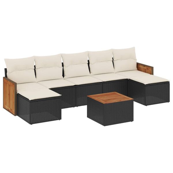 vidaXL 8 Piece Garden Sofa Set with Cushions Black Poly Rattan