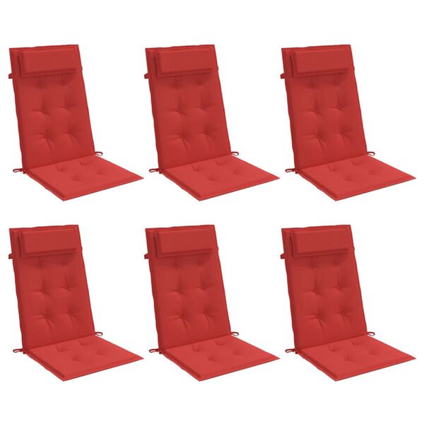 vidaXL Highback Chair Cushions 6 pcs Red Oxford Fabric