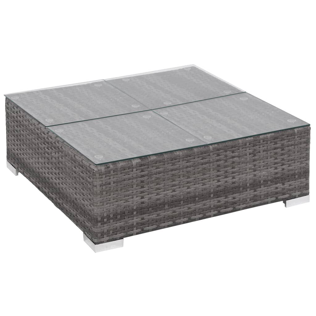 vidaXL 7 Piece Garden Lounge Set with Cushions Poly Rattan grey