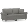 vidaXL 2-Seater Sofa with Pillows&Cushions Dark Grey 140 cm Fabric