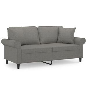 vidaXL 2-Seater Sofa with Pillows&Cushions Dark Grey 140 cm Fabric