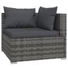 vidaXL 2-Seater Sofa with Cushions Grey Poly Rattan