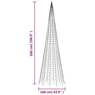 vidaXL Christmas Tree Light on Flagpole 1534 LEDs Warm White 500 cm