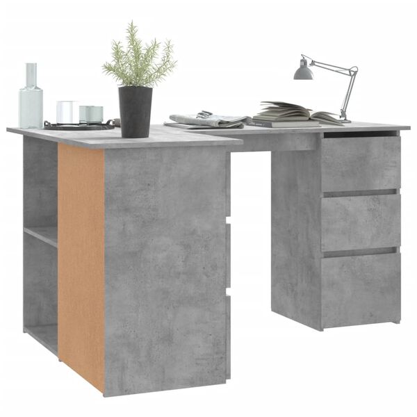vidaXL Corner Desk Concrete Grey 145x100x76 cm Engineered Wood