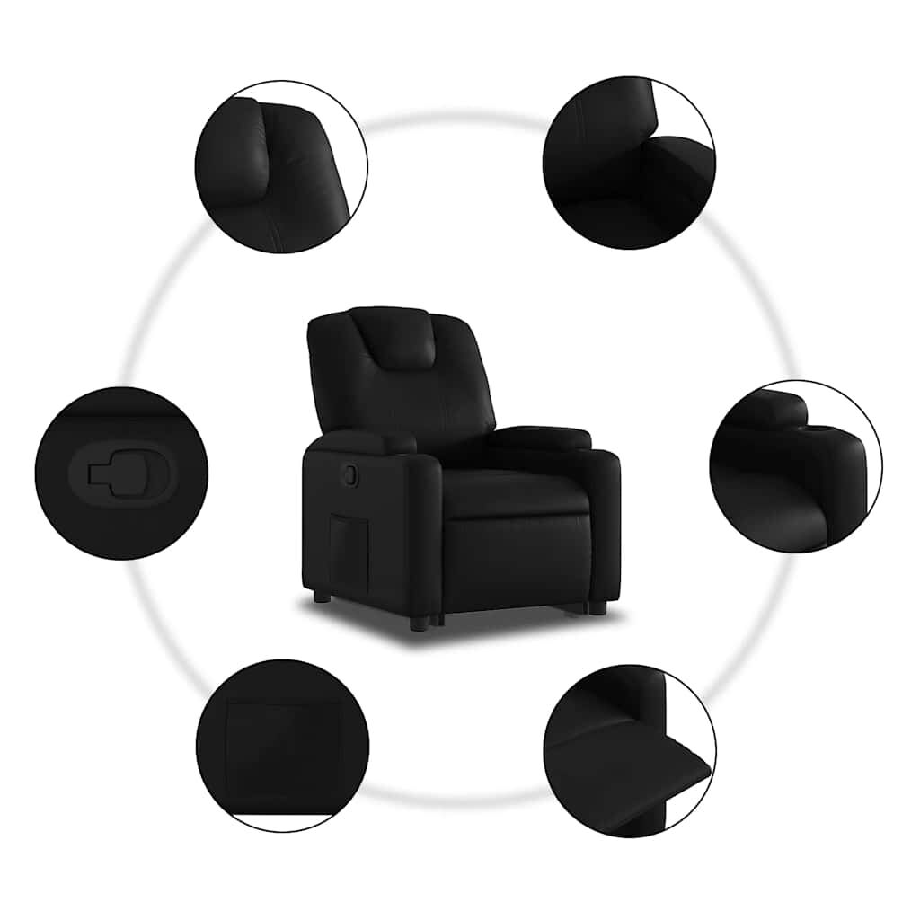 vidaXL Stand up Recliner Chair Black Faux Leather
