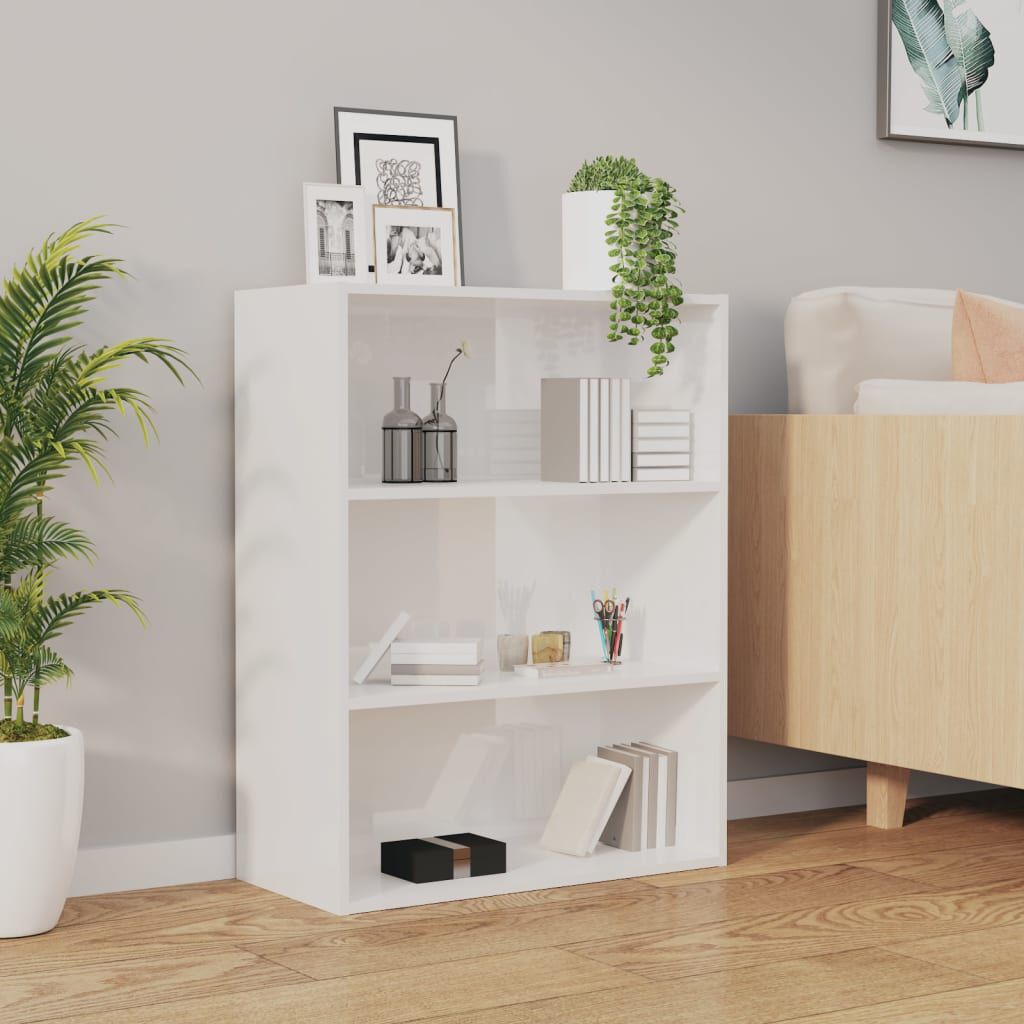 vidaXL Hanging Wall Cabinet High Gloss White 69.5x32.5x90 cm