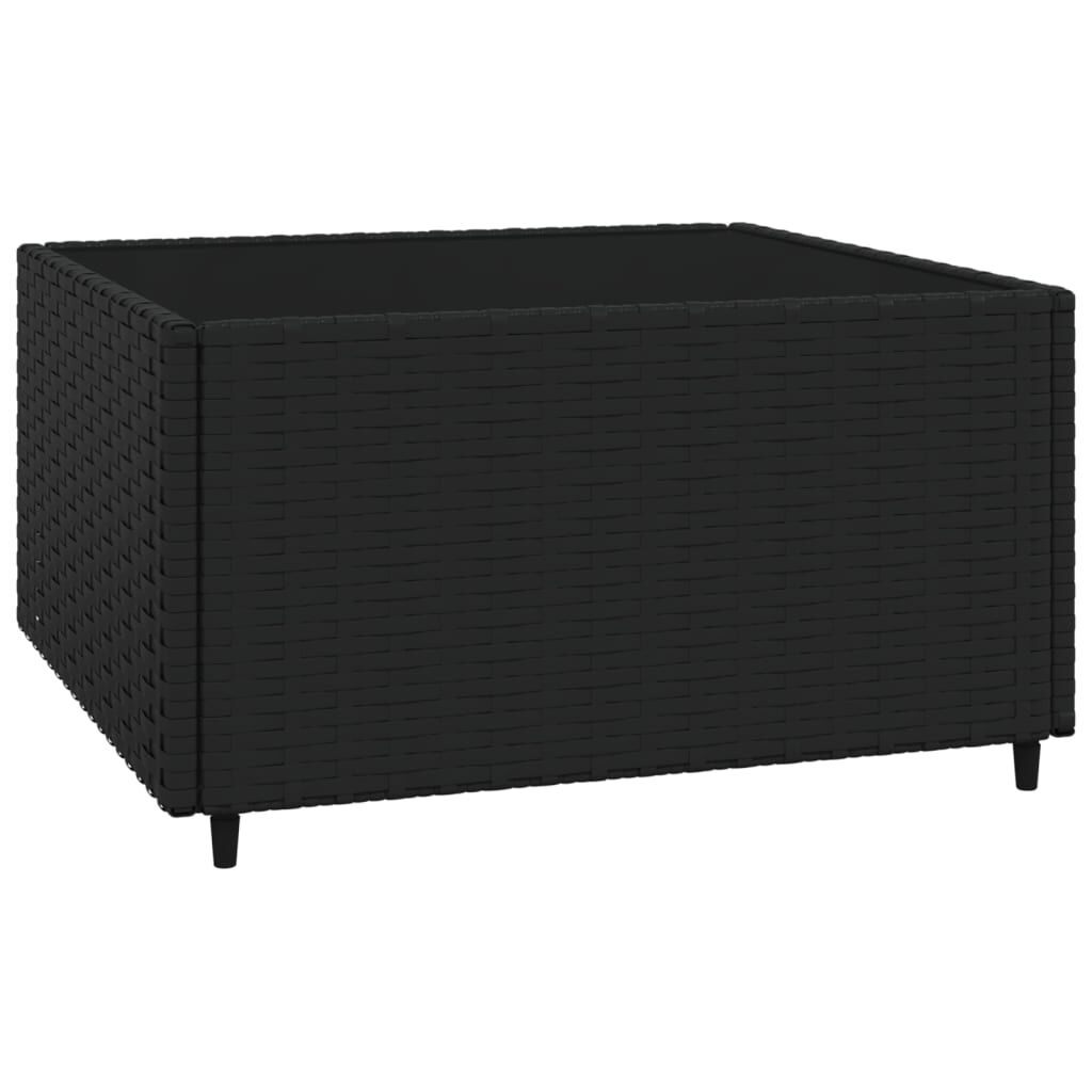 vidaXL 4 Piece Garden Lounge Set with Cushions Black Poly Rattan