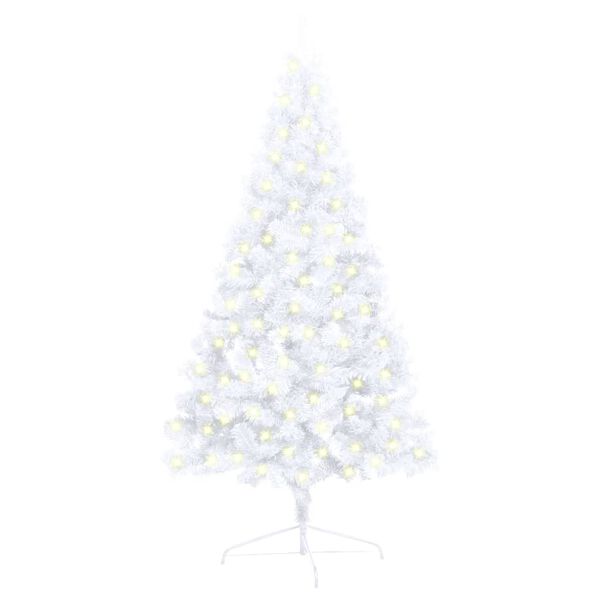 vidaXL Artificial Half Pre-lit Christmas Tree with Stand White 120 cm PVC