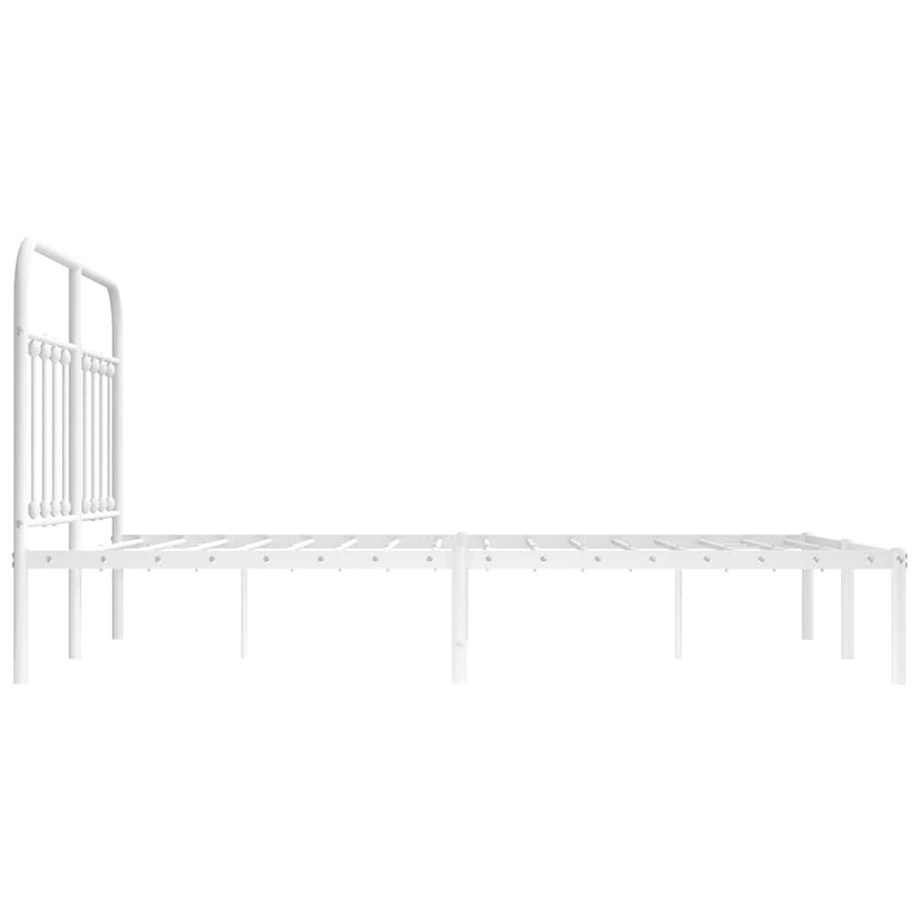 vidaXL Metal Bed Frame without Mattress with Headboard White 150x200cm