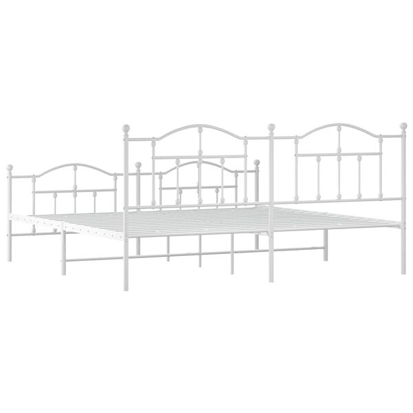 vidaXL Metal Bed Frame without Mattress with Footboard White 193x203cm
