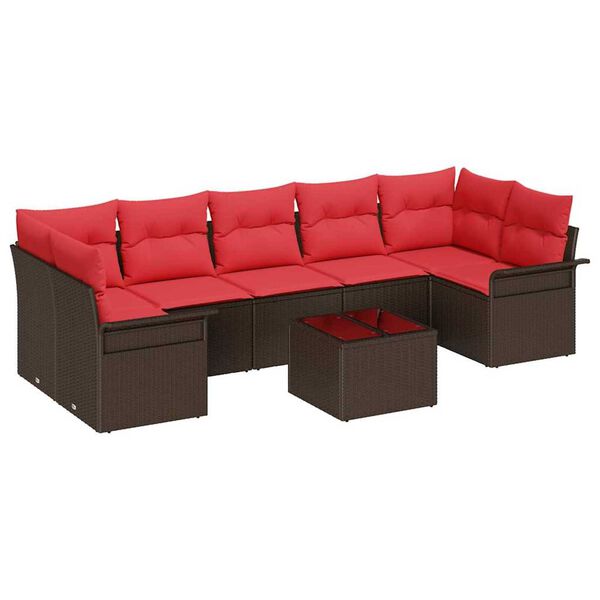 vidaXL Garden Sofa Set 8 pcs Brown Poly rattan