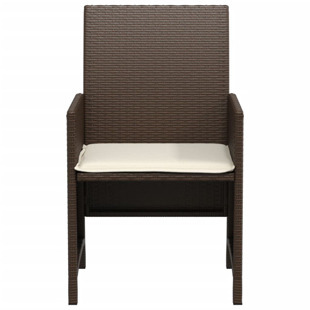 vidaXL 3 Piece Bistro Set with Cushions Brown Poly Rattan