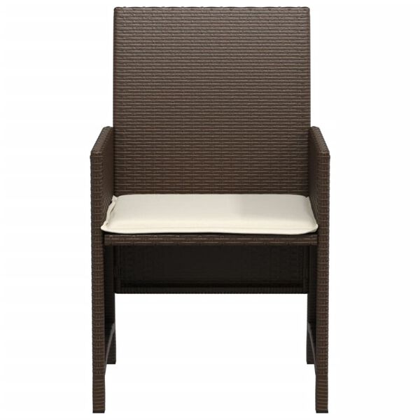 vidaXL 3 Piece Bistro Set with Cushions Brown Poly Rattan