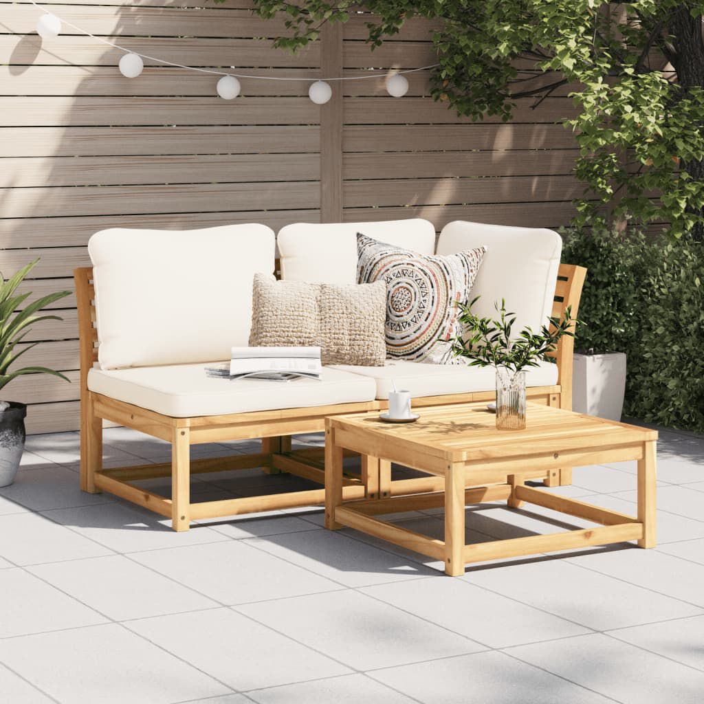vidaXL 2 Piece Garden Lounge Set with Cushions Solid Wood Acacia