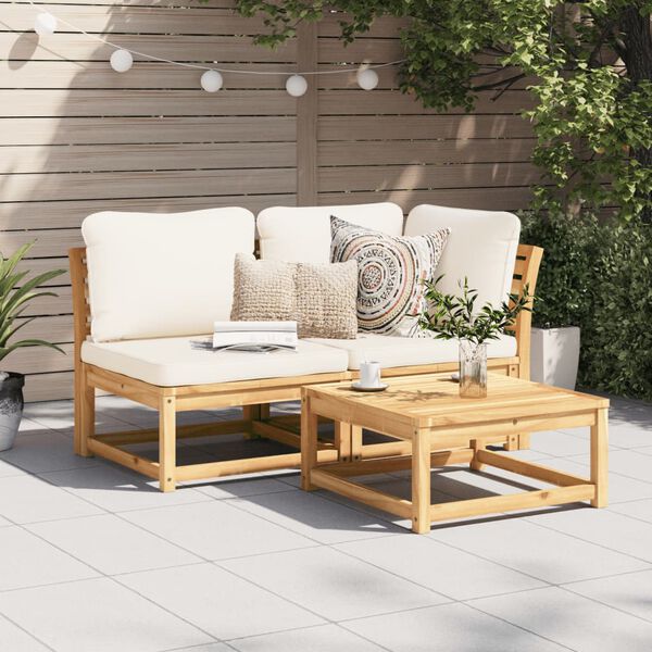 vidaXL 2 Piece Garden Lounge Set with Cushions Solid Wood Acacia