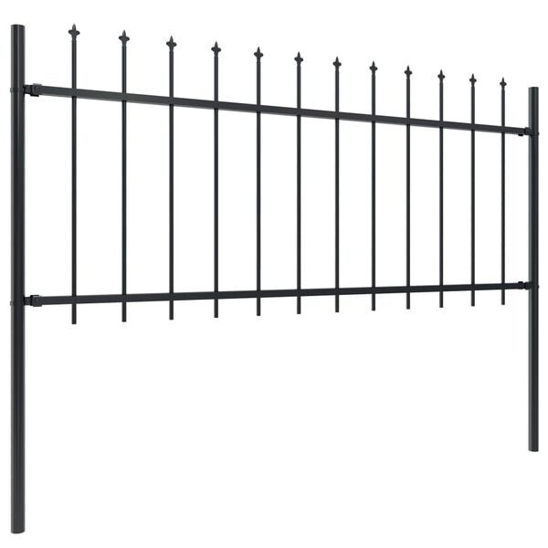 vidaXL Garden Fence with Spear Top Steel 1070x80 cm Black