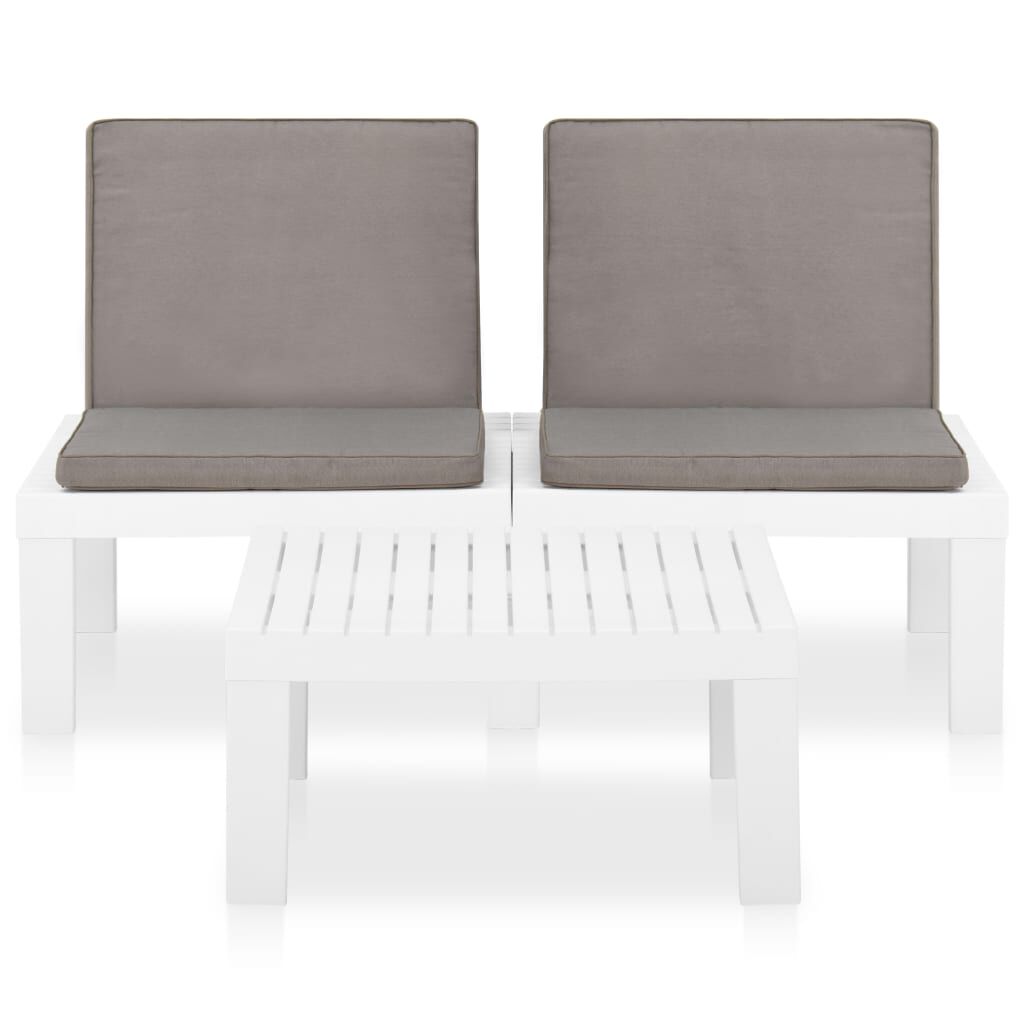 vidaXL 2 Piece Garden Lounge Set with Cushions Plastic White