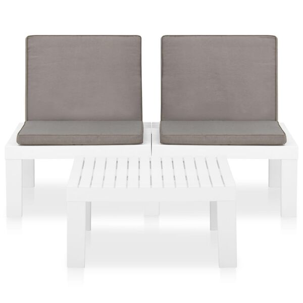 vidaXL 2 Piece Garden Lounge Set with Cushions Plastic White