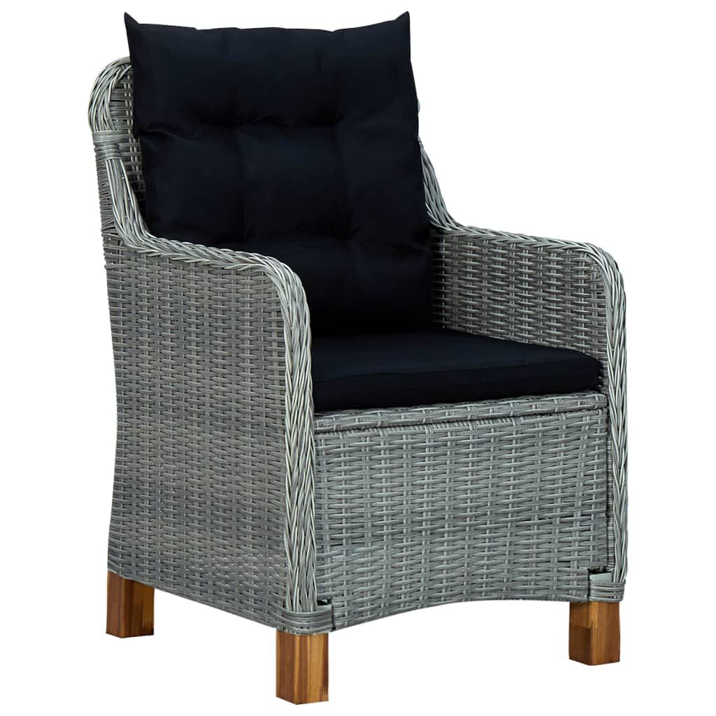 vidaXL Garden Chairs with Cushions 2 pcs Poly Rattan Light Grey