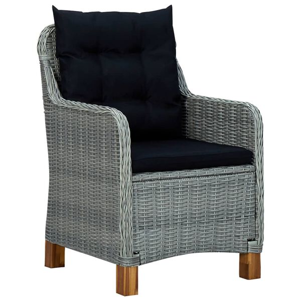 vidaXL Garden Chairs with Cushions 2 pcs Poly Rattan Light Grey