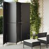 vidaXL Room Divider 4 Panels Black Poly Rattan