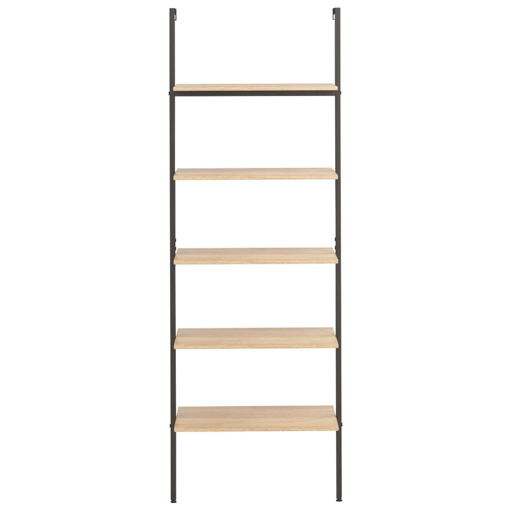 vidaXL 5-Tier Leaning Shelf Light Brown and Black 64x35x185 cm