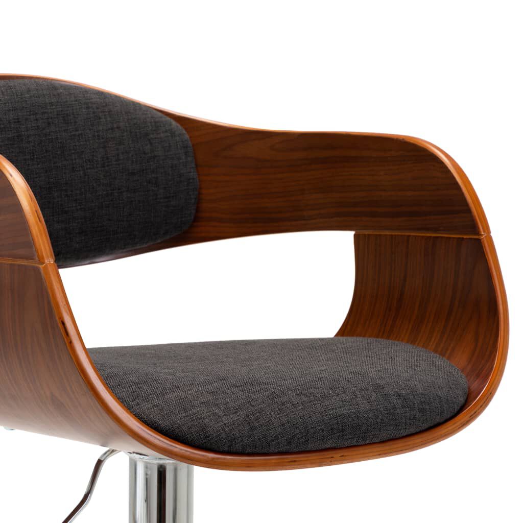 vidaXL Bar Stool Grey Bent Wood and Fabric